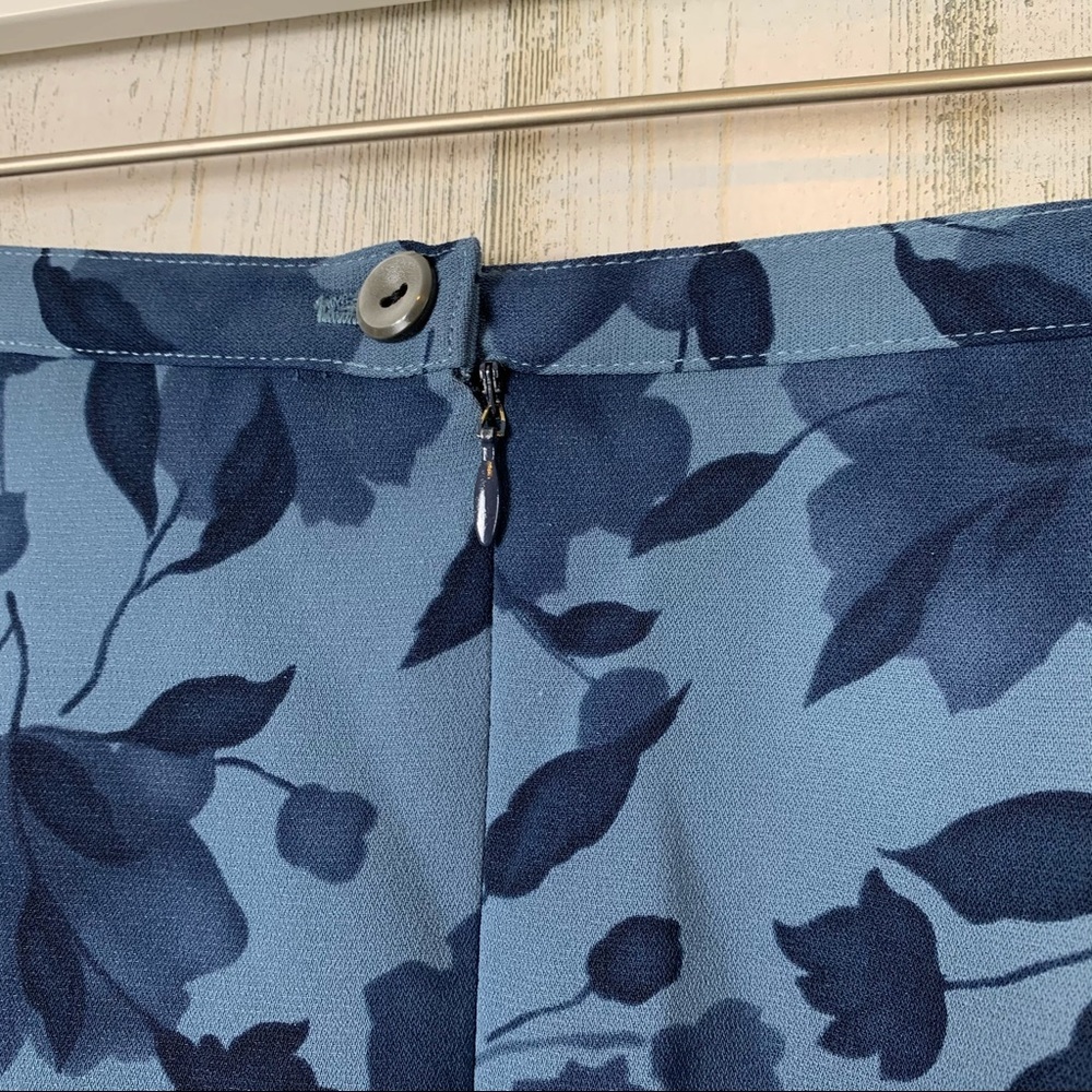 Vintage 90s/Y2K Blue Floral Shadow Print Midi Skirt - Picture 8 of 12